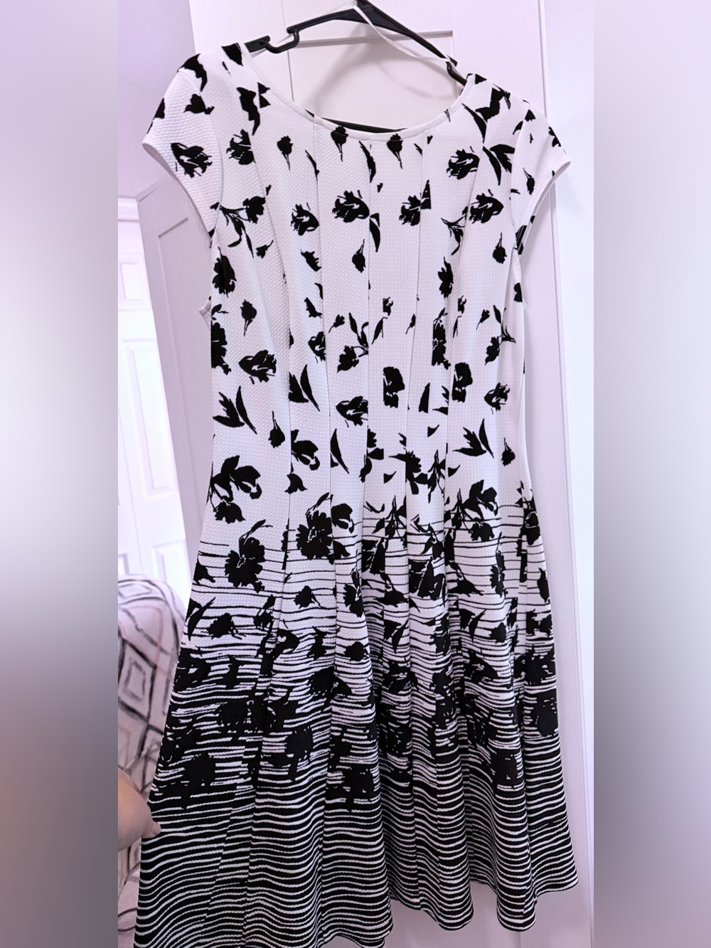 Black and White Floral Fit-and-Flare Dress (brand new/unused/no tags)